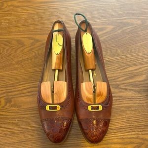 Ferragamo Flats Burgundy Patent Leather Shoe